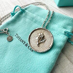 Tiffany & Co. Sterling Silver Flower Medallion Pendant Necklace